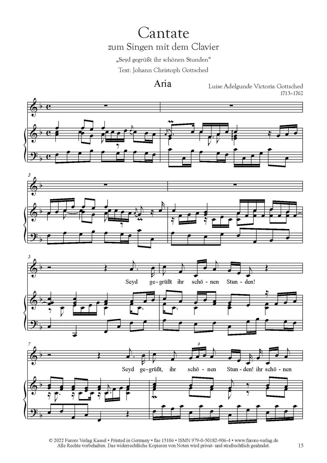 Furore Edition Cantate zum Singen mit dem Clavier Seyd gegrüßt