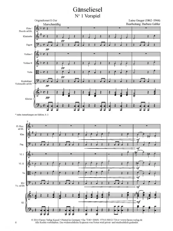 Furore Edition Gänseliesel op. 170 Märchenspiel Partitur Kammerensemble