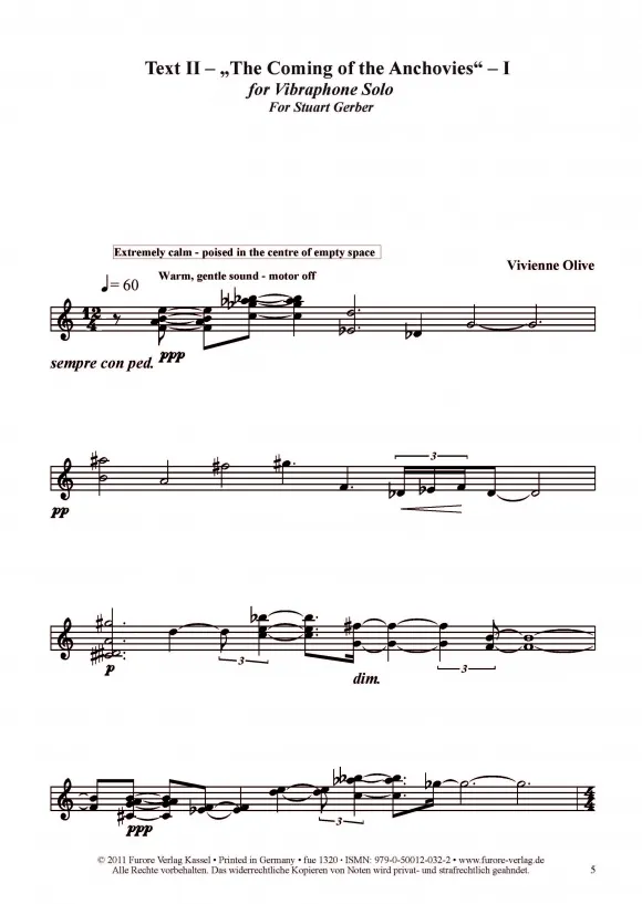 Furore Edition Text II Vibraphon Solo Partitur