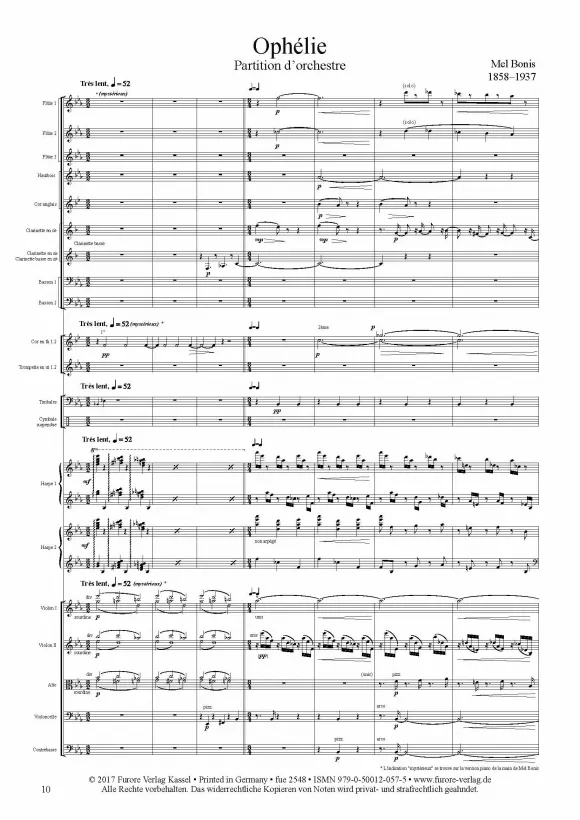 Furore Edition Ophélie op. 165 Orchesterpartitur