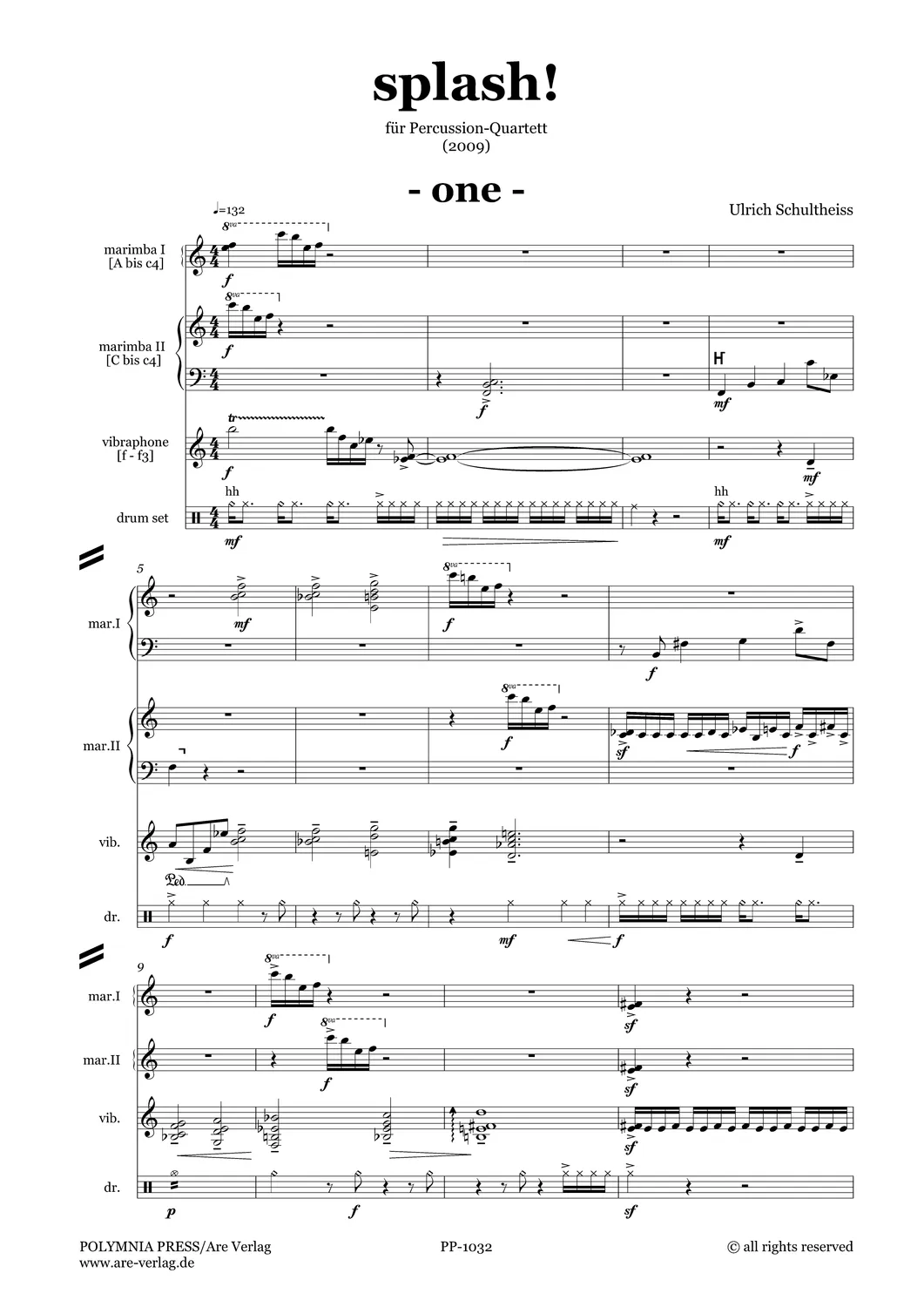 Are Musik Verlag Schultheiss splash Percussion-Noten Quartett
