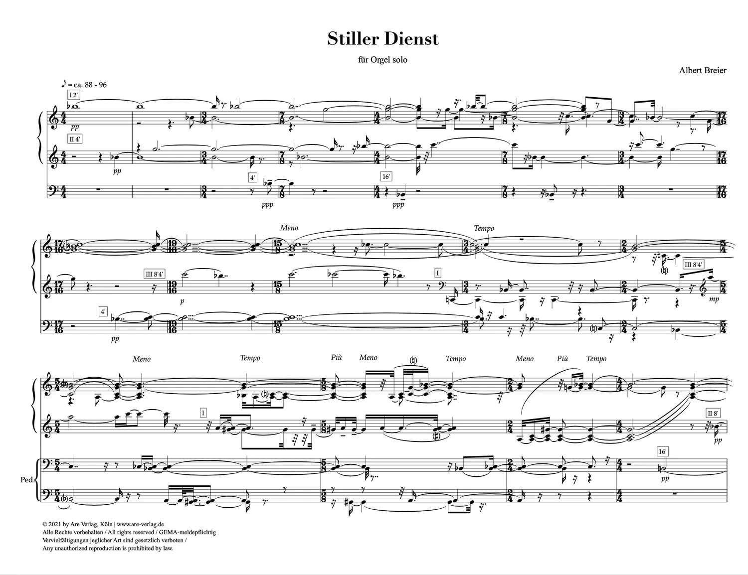 Are Musik Verlag Stiller Dienst Orgelnoten 2009-2013