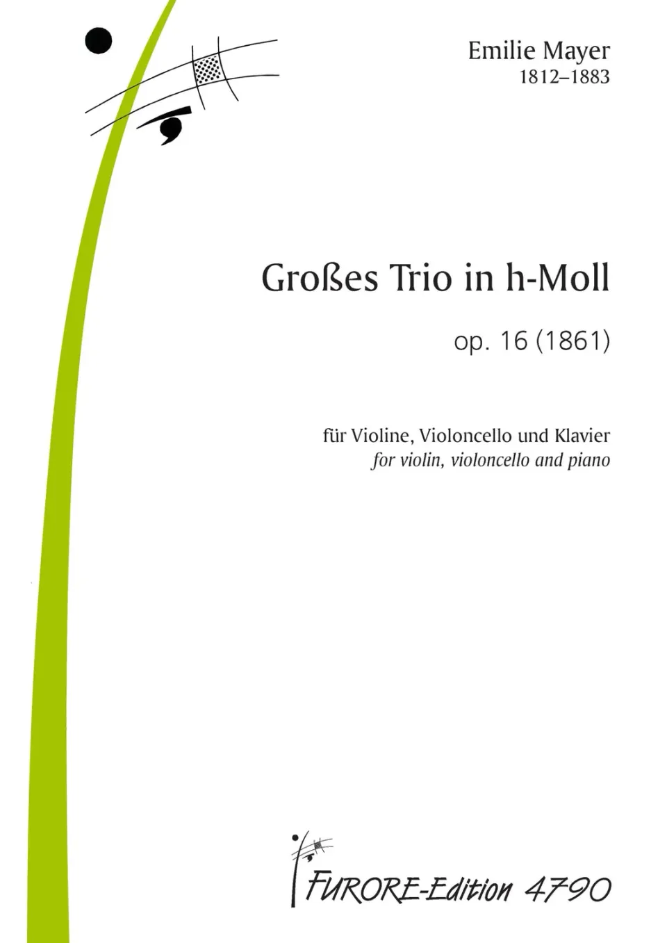 Furore Edition Trio in D minor op. 16 Klaviertrio Reprint