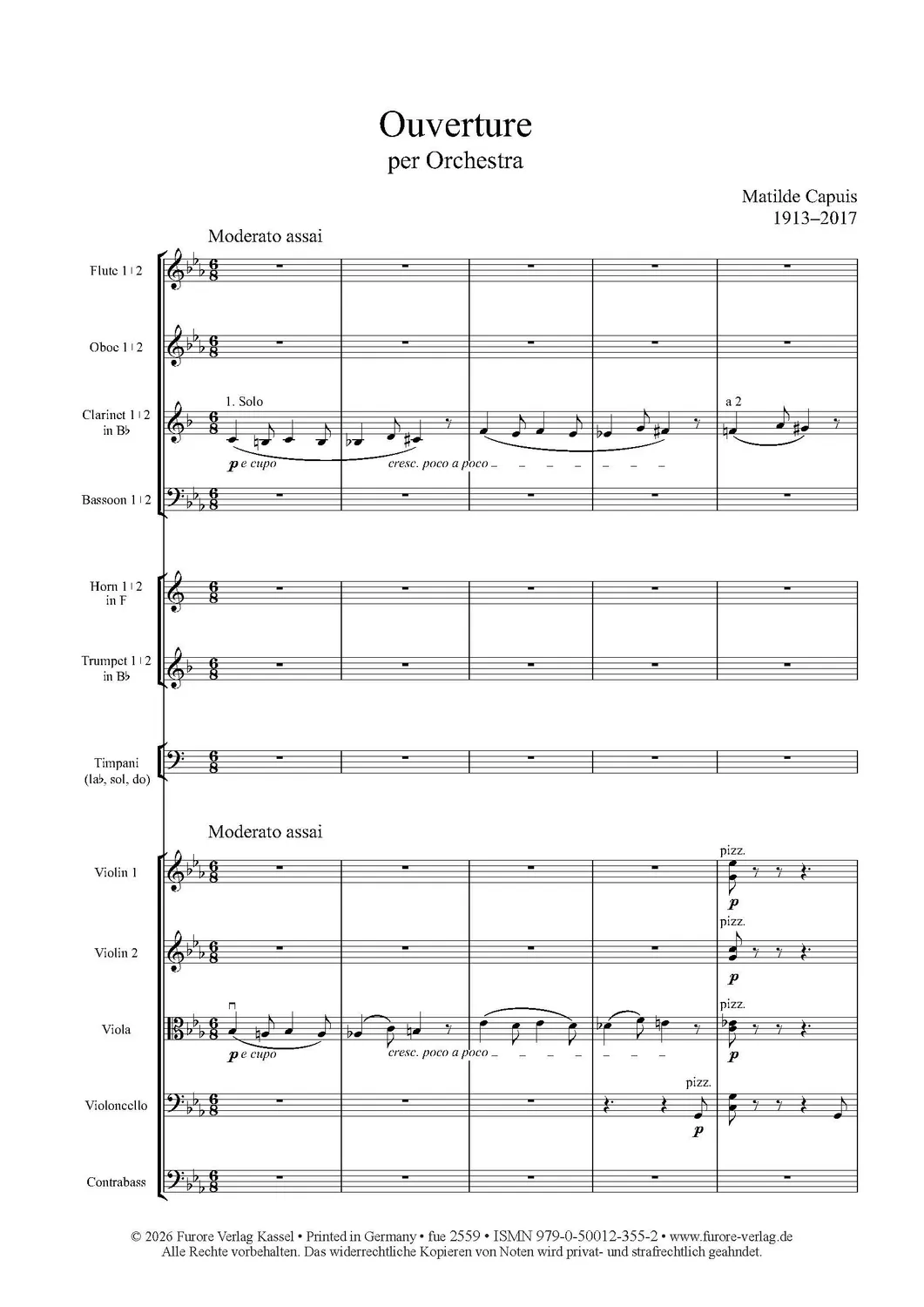 Furore Edition Ouverture Hire Material Partitur Leihmaterial Orchester