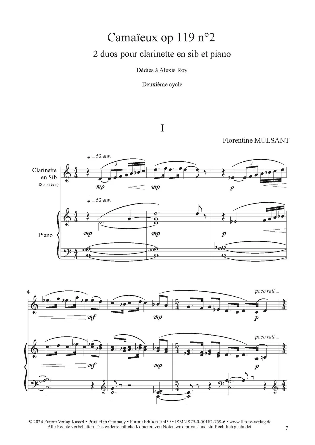 Furore Edition Camaieux op. 119 n°2 Klarinette Klavier Duette