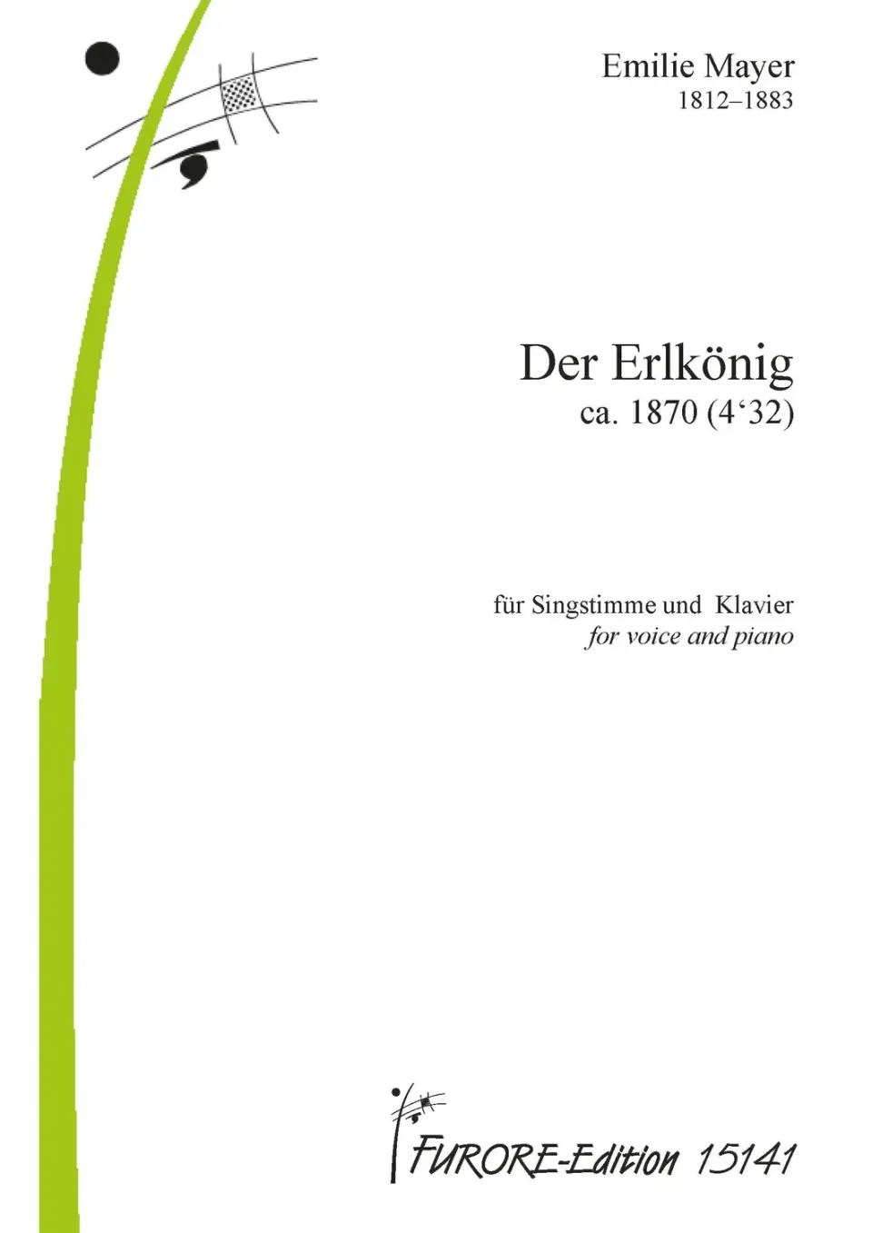 Furore Edition Der Erlkönig Gesang Klavier Noten Goethe