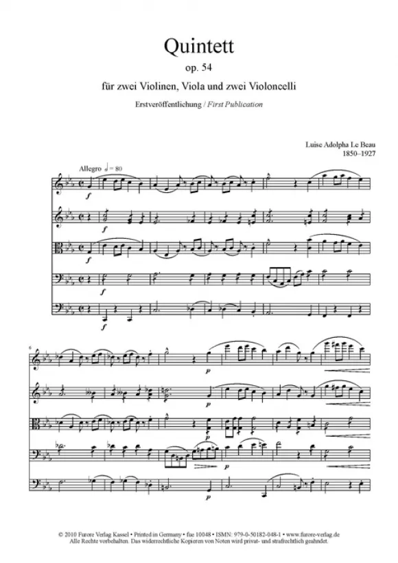 Furore Edition Streichquintett op. 54 Noten Partitur Stimmen