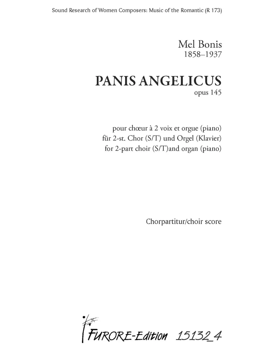 Furore Edition Panis Angelicus Noten für zweistimmigen Chor und Orgel