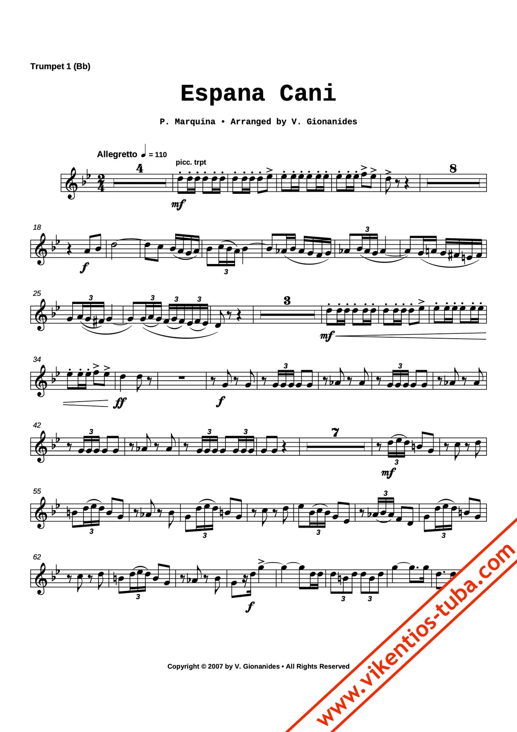 Vikentios Gionanidis España Cañí Noten Blechbläserquintett