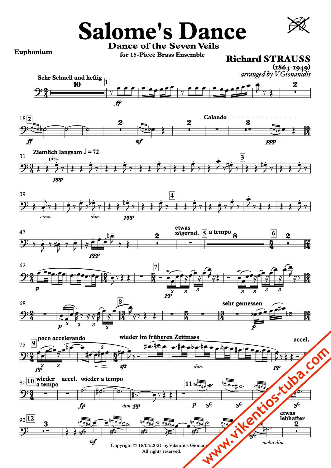 Vikentios Gionanidis Salome’s Dance Noten Blechbläserensemble 15 Stimmen