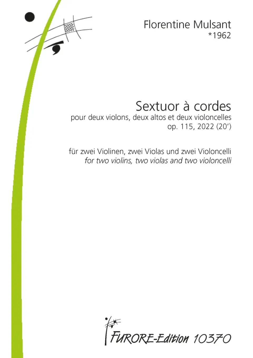 Furore Edition Sextuor à cordes op. 115 Streichsextett Noten