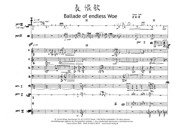 Furore Edition Ballad of endless woe Vokalquartett Partitur
