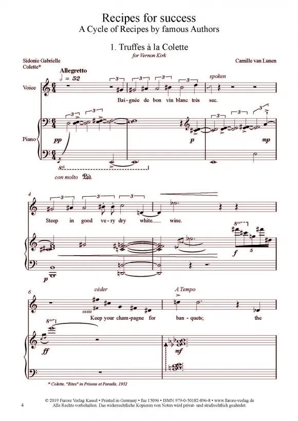 Furore Edition Recipes for success Noten Stimme Klavier
