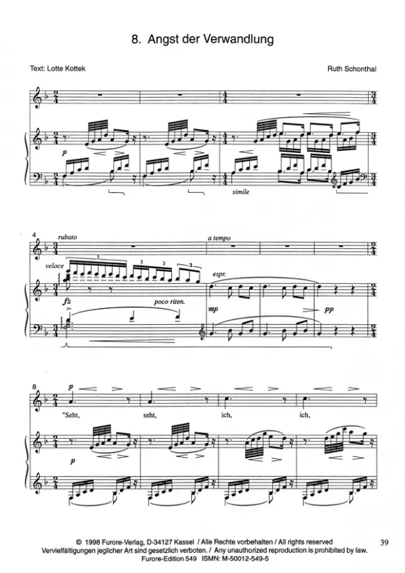 Furore Edition Wildunger Liederzyklus Band II Noten Gesang Klavier