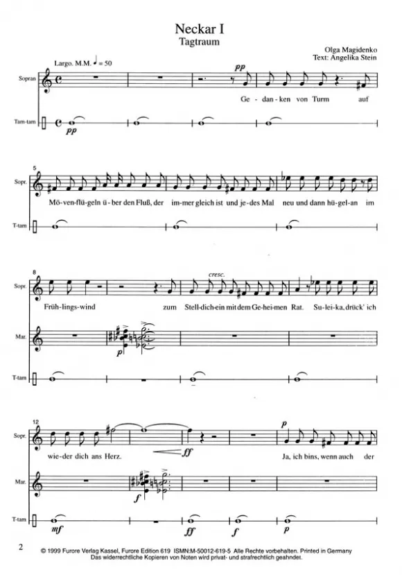 Furore Edition Neckar für Sopran und Percussion Partitur
