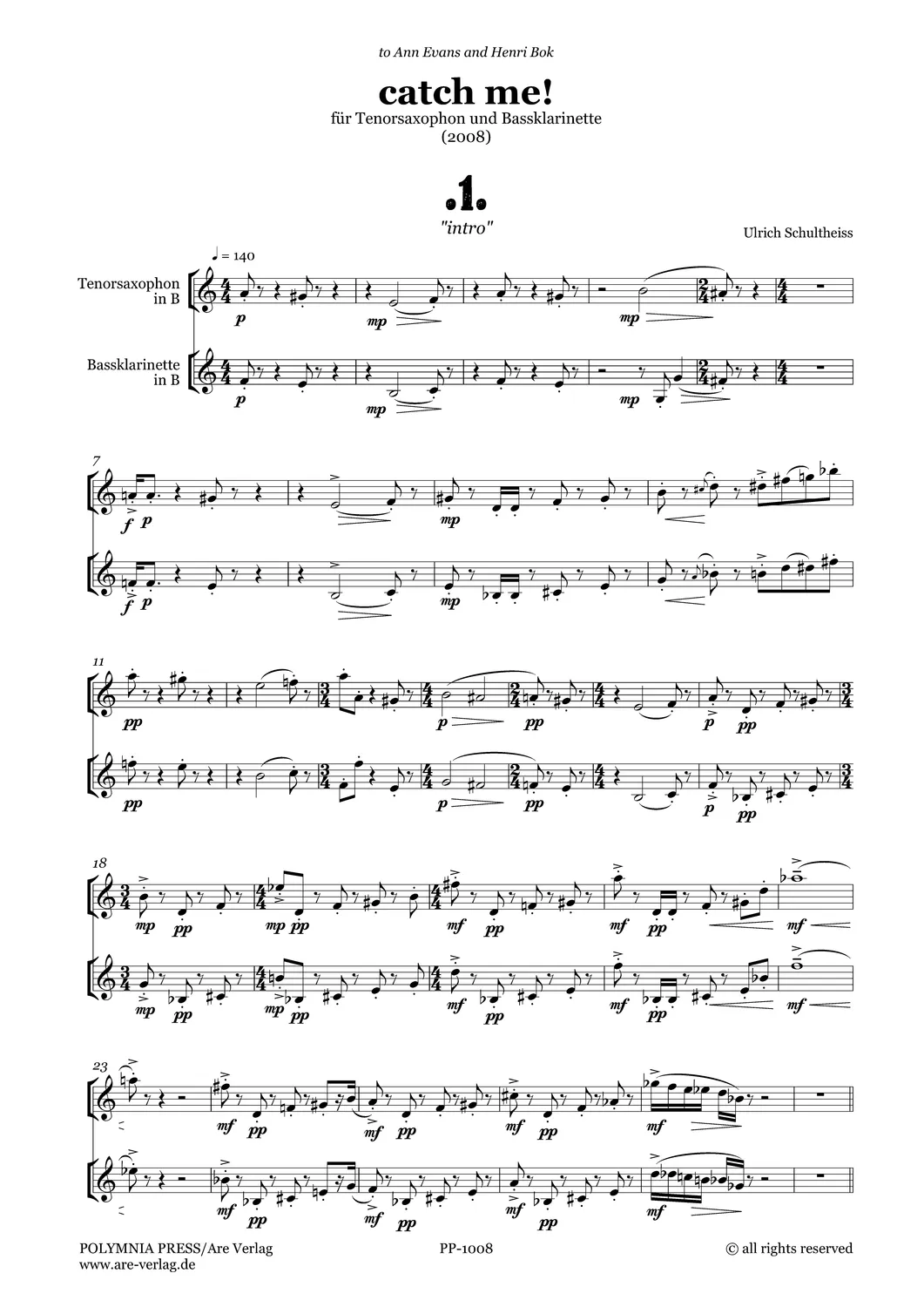 Are Musik Verlag Ulrich Schultheiss catch me! Noten