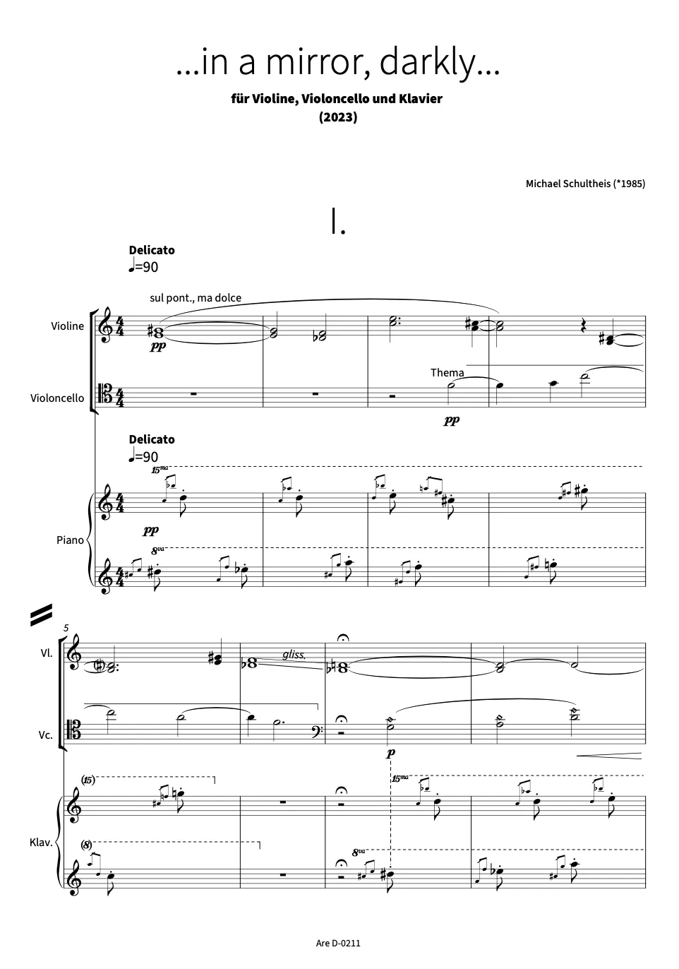 Are Musik Verlag Schultheis in a mirror darkly Noten Klaviertrio