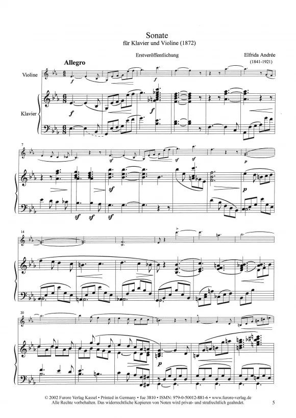 Furore Edition Sonata Violine Klavier Noten mit Stimme