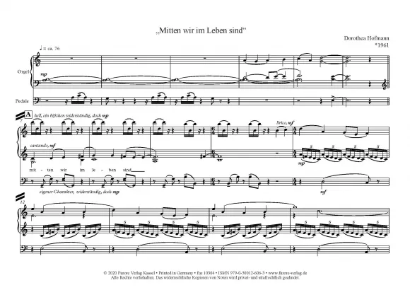 Furore Edition Zwei kleine Choralvorspiele Orgelnoten solo