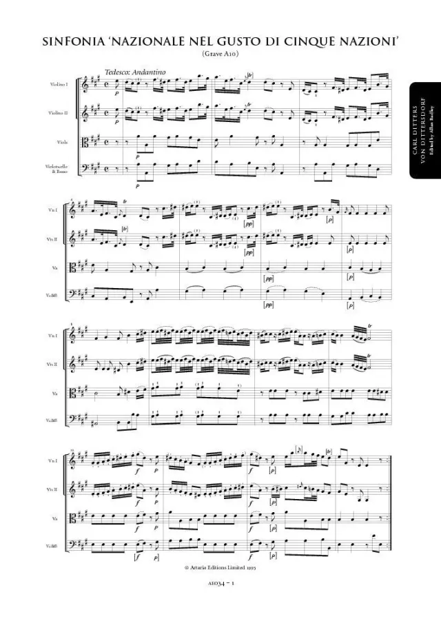 Artaria Dittersdorf Sinfonia A-Dur AE034