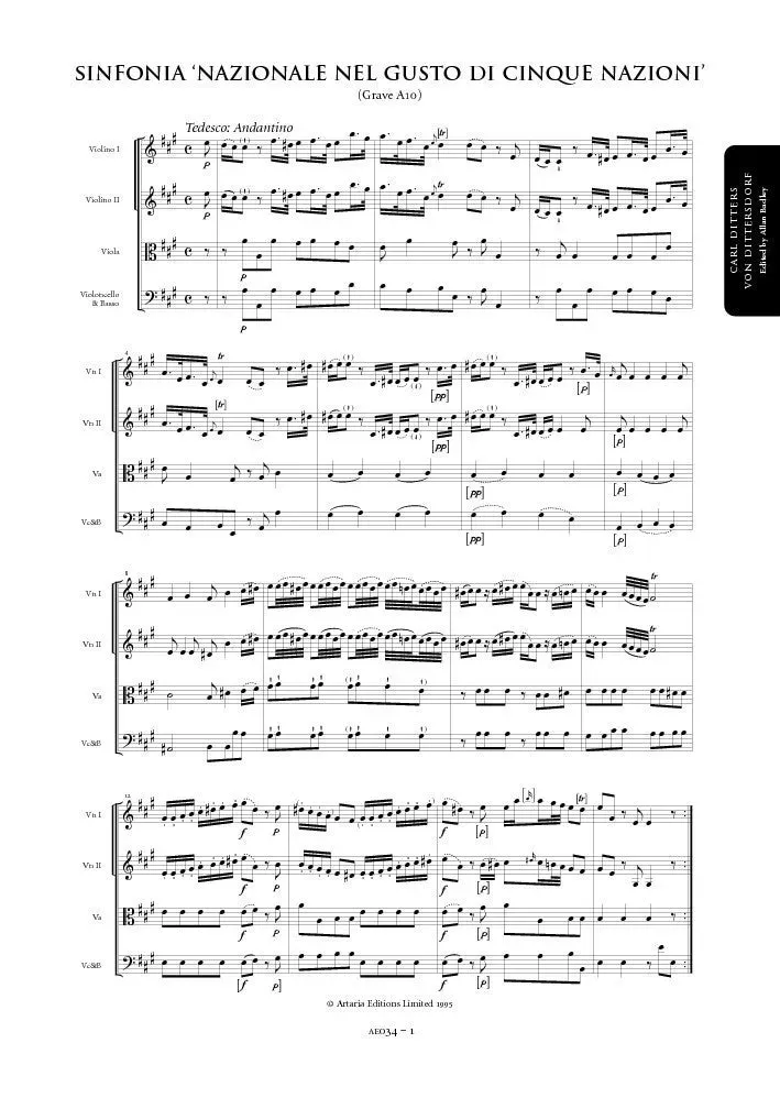 Artaria Dittersdorf Sinfonia A-Dur AE034