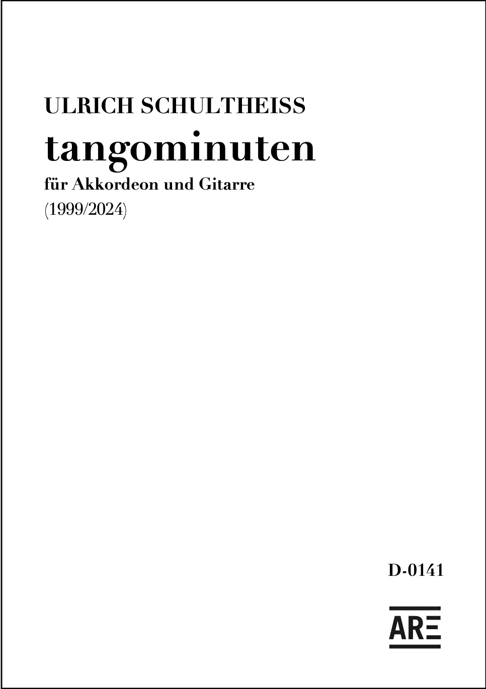 Are Musik Verlag Schultheiss tangominuten Noten