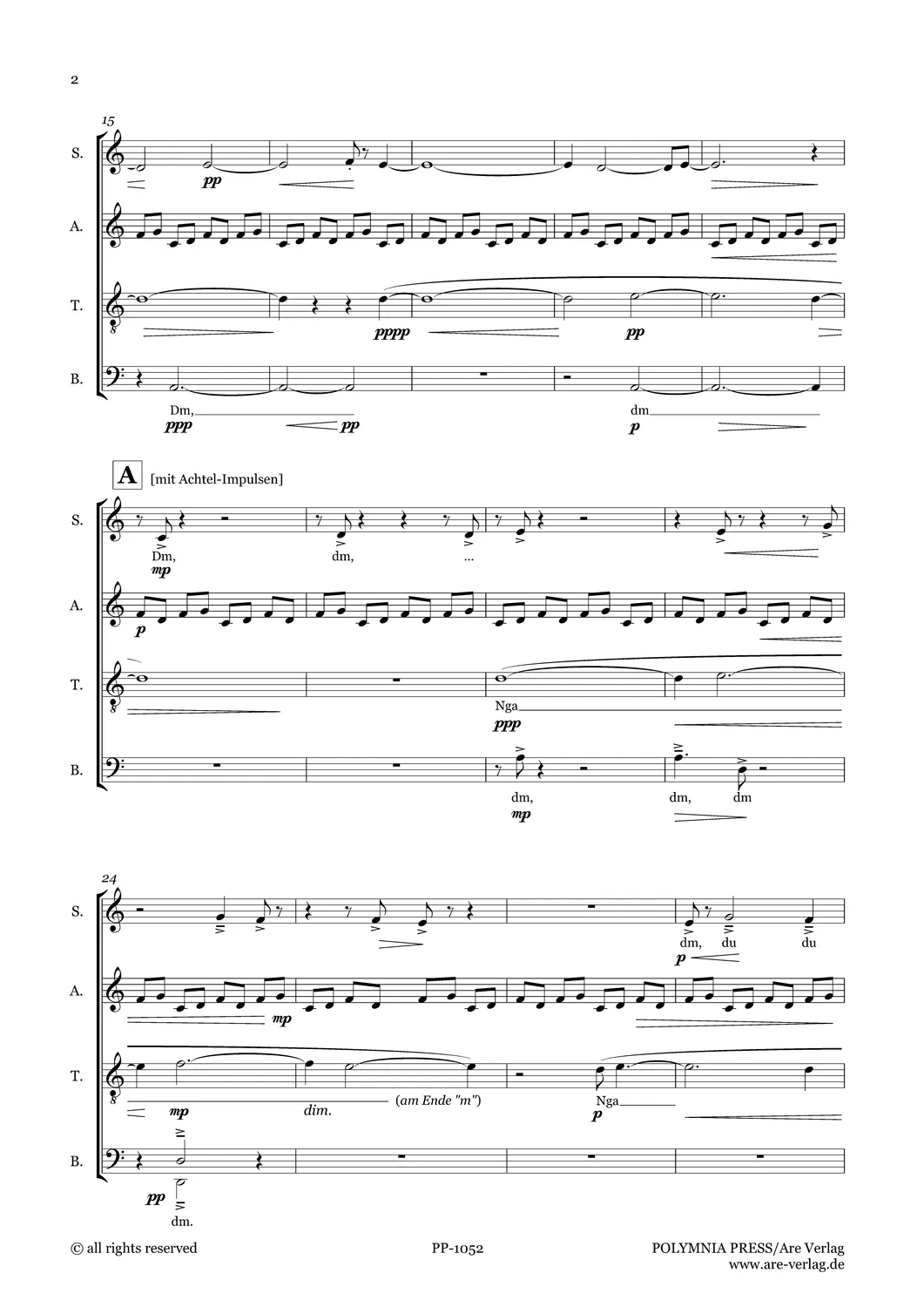 Are Musik Verlag Ulrich Schultheiss: „Tributes to …“ für Chor (2001) Chorpartitur