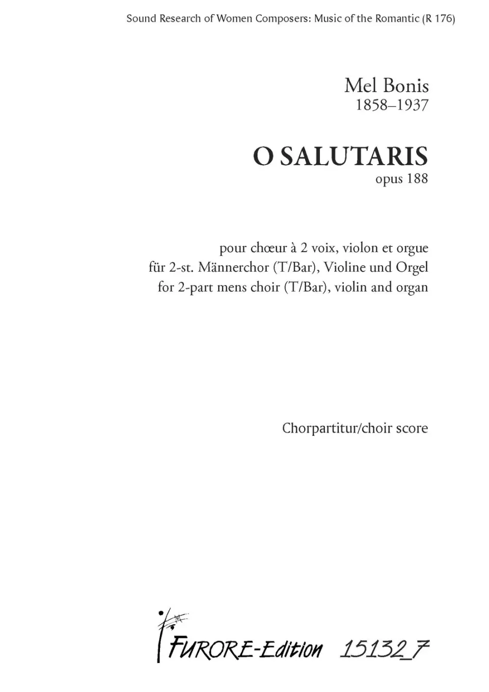 Furore Edition O Salutaris Männerchor Noten Violine Orgel