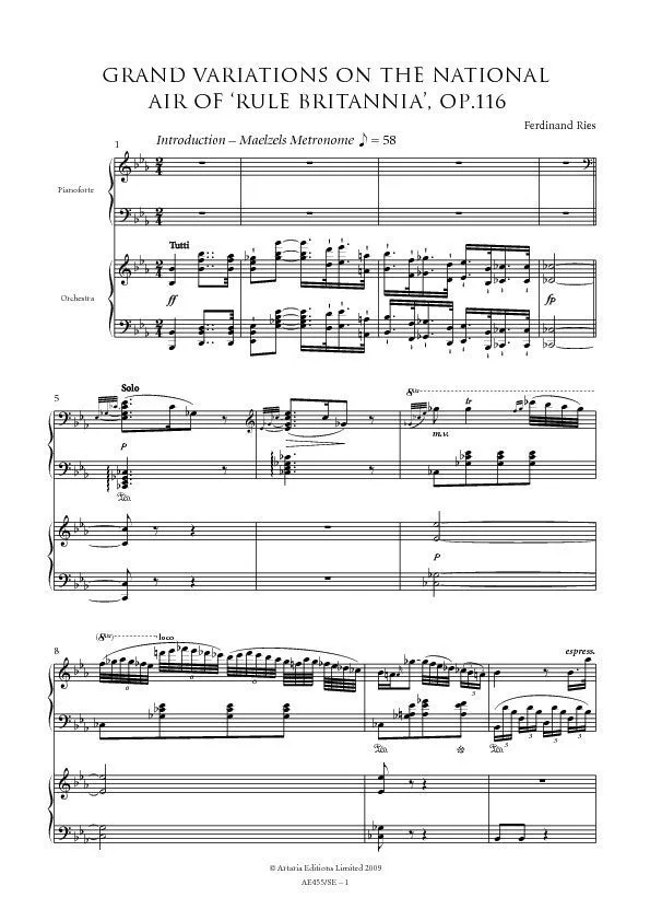 Artaria Rule Britannia Op.116 AE455 Partitur