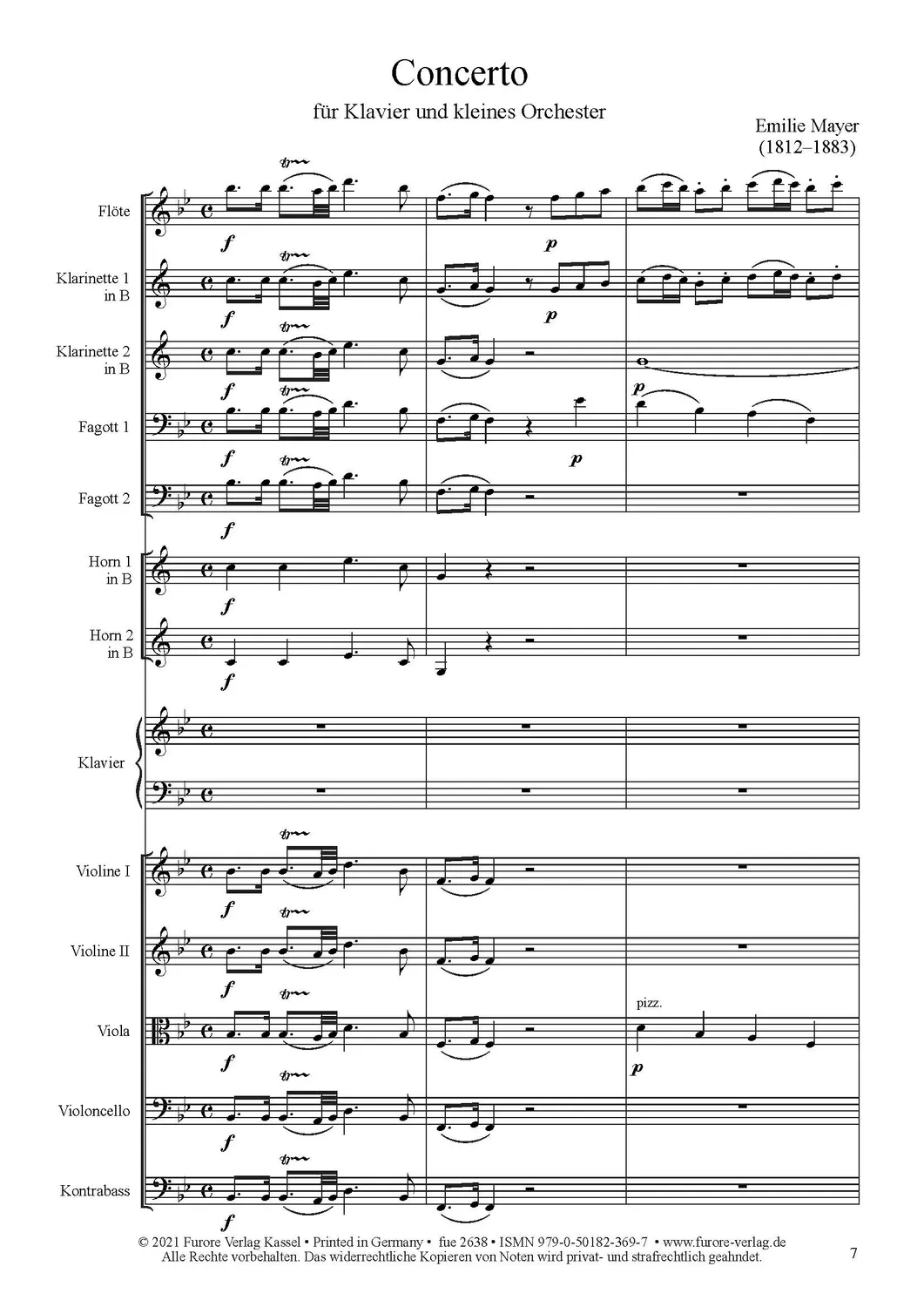 Furore Edition Mayer Konzert Klavier Orchester Leihmaterial