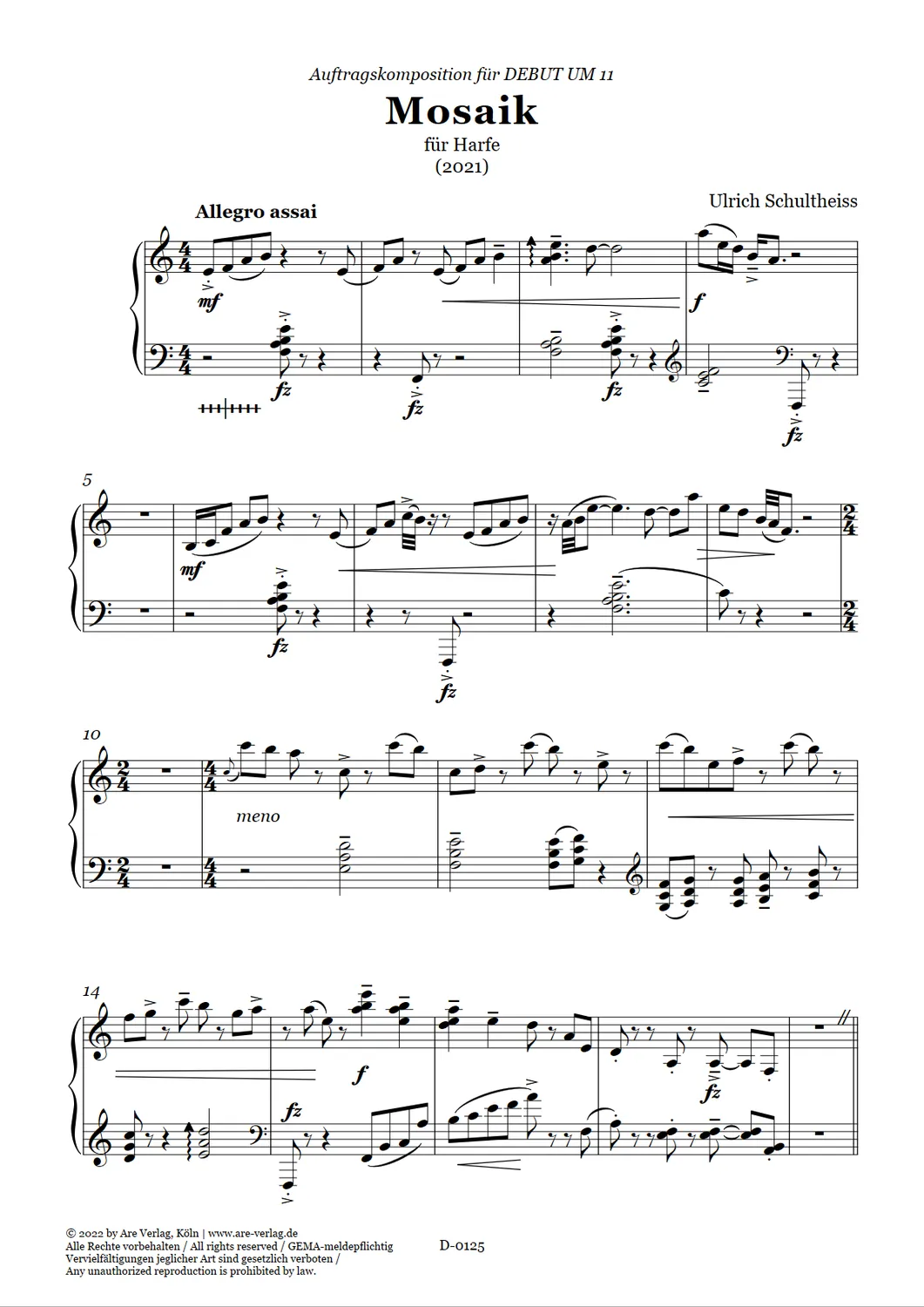 Are Musik Verlag Ulrich Schultheiss: Mosaik für Instrument