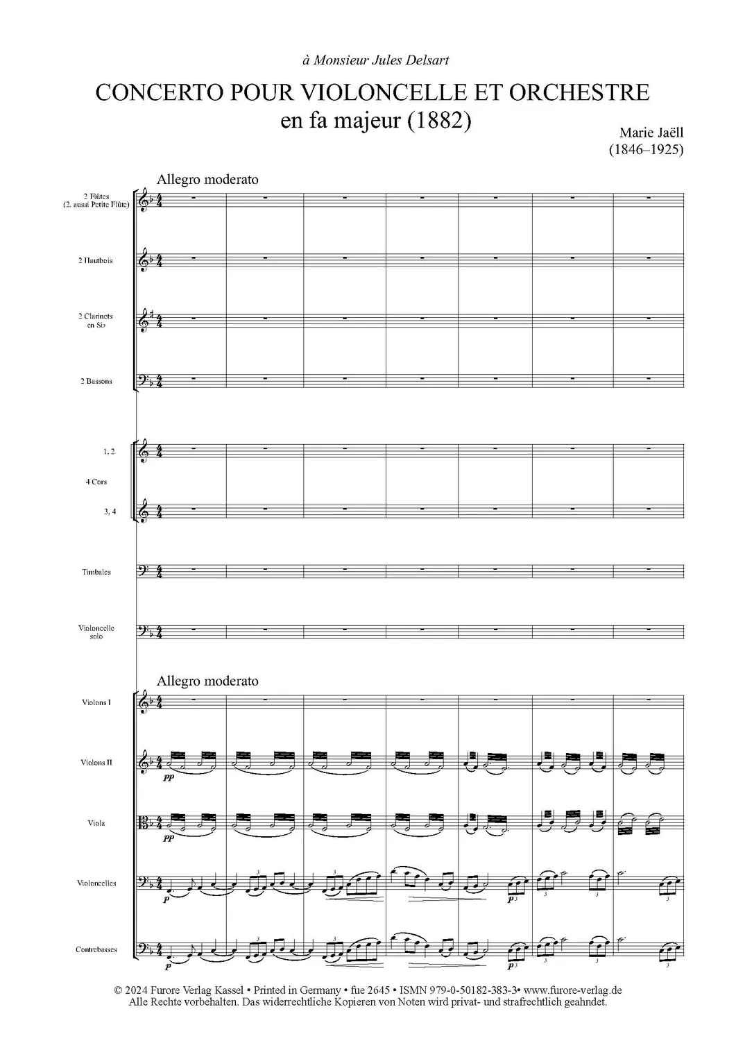 Furore Edition Concerto pour violoncelle Cello Orchester Noten