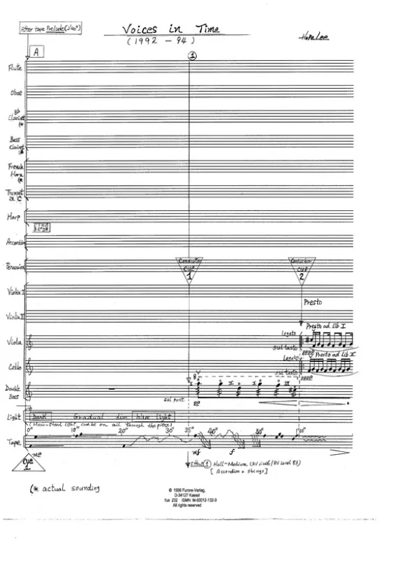 Furore Edition Voices in Time Partitur für Kammerensemble