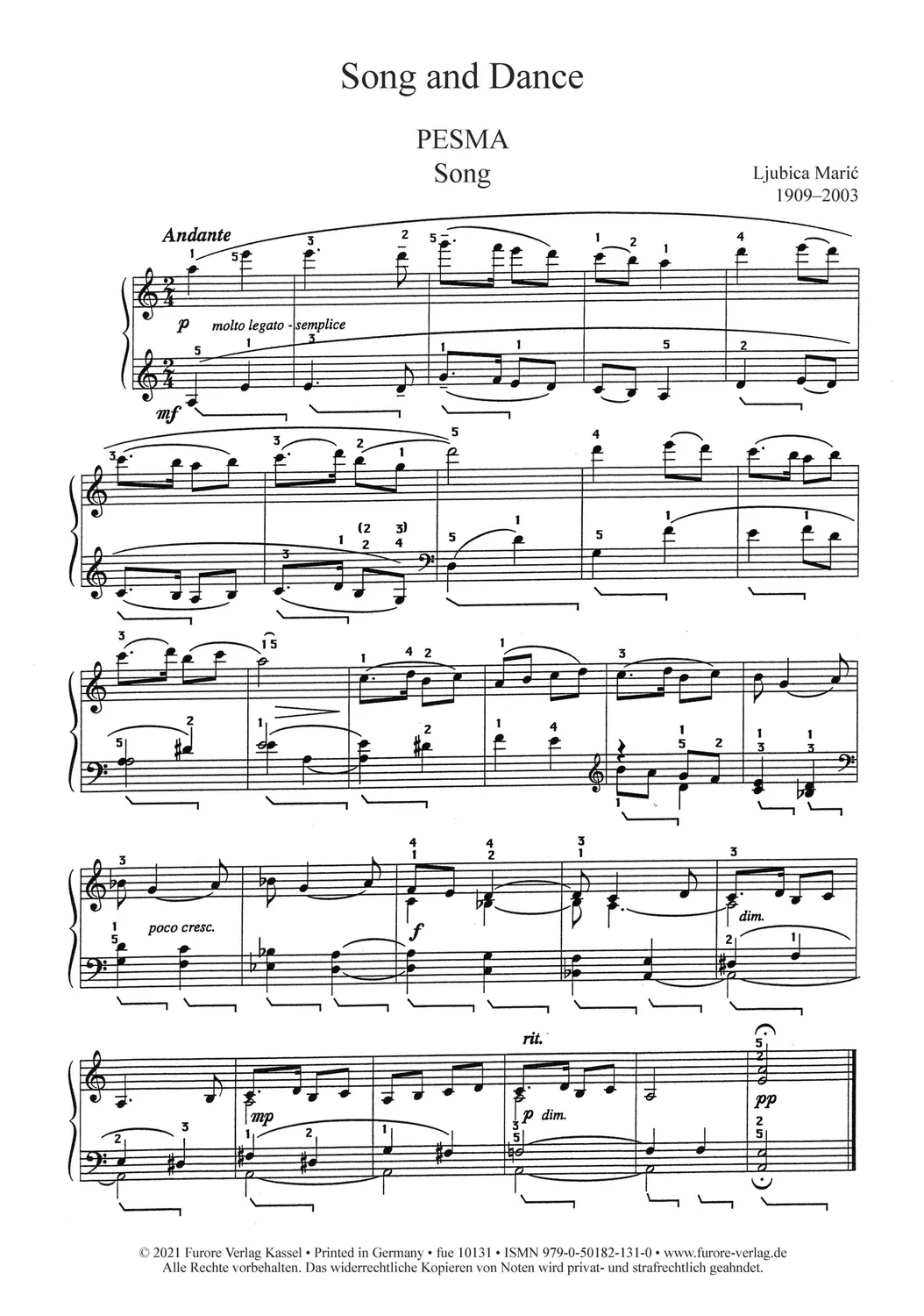 Furore Edition Brücke ohne Ufer Klaviernoten Sammlung Klavier