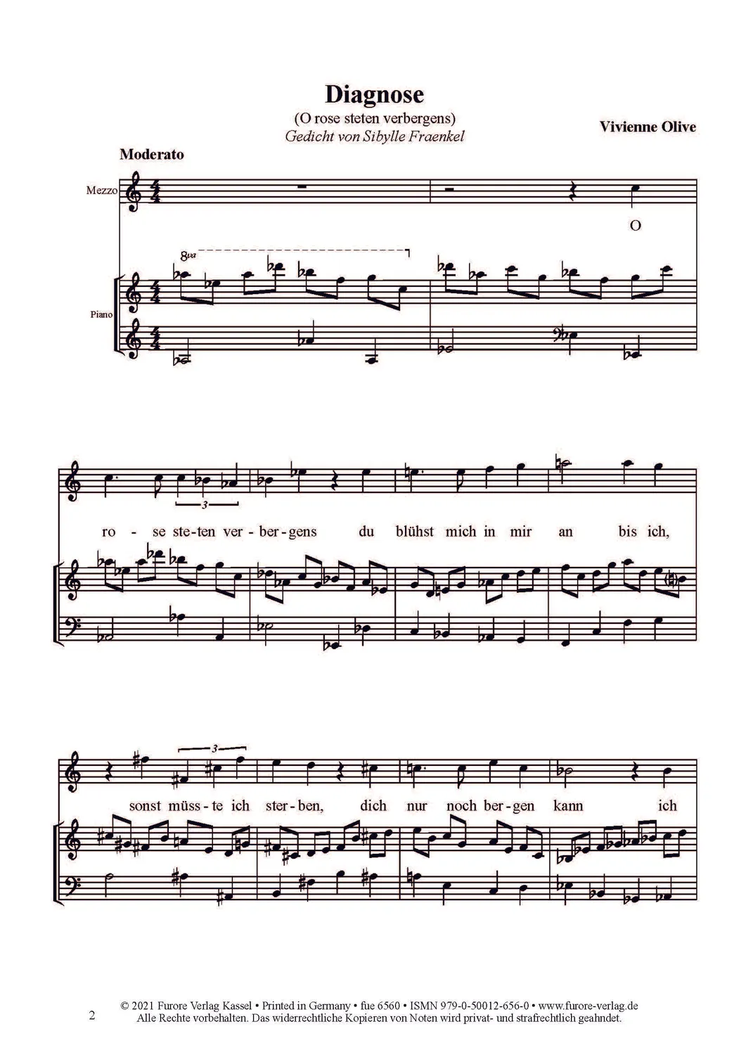 Furore Edition Zwei Lieder zum Mutter-Sein Gesangsnoten 2 Lieder