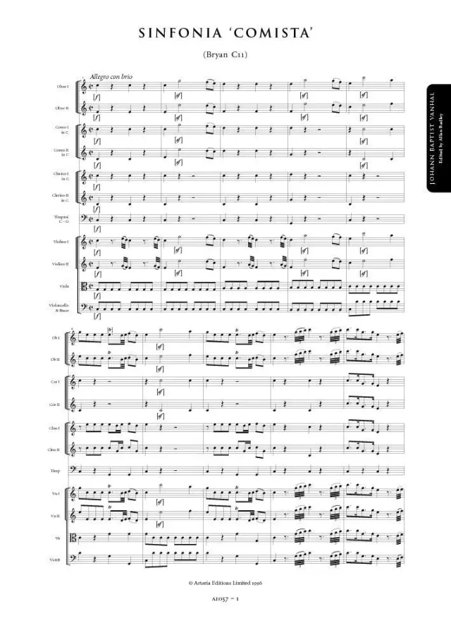 Artaria Wanhal Symphony in C major Comista Bryan C11 Sinfonie