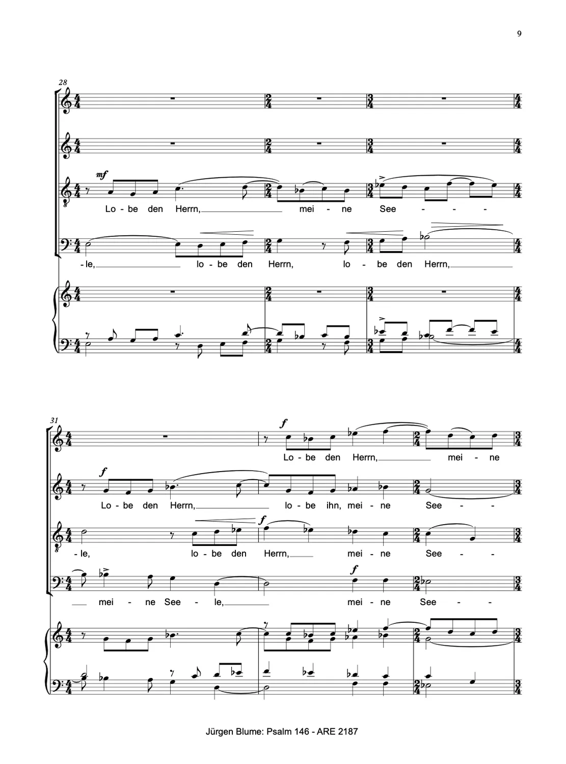 Are Musik Verlag Blume Psalm 146 Chornoten für Chor und Orgel