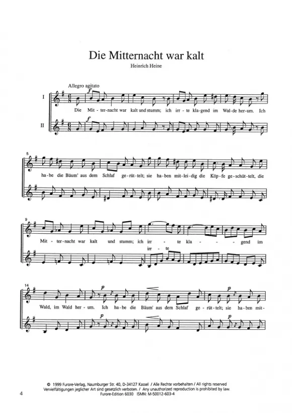 Furore Edition 2 Heine Duets Noten Duett SA Partitur