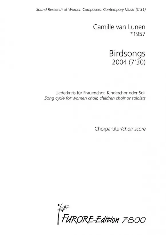 Furore Edition Birdsongs Chornoten SSA a cappella
