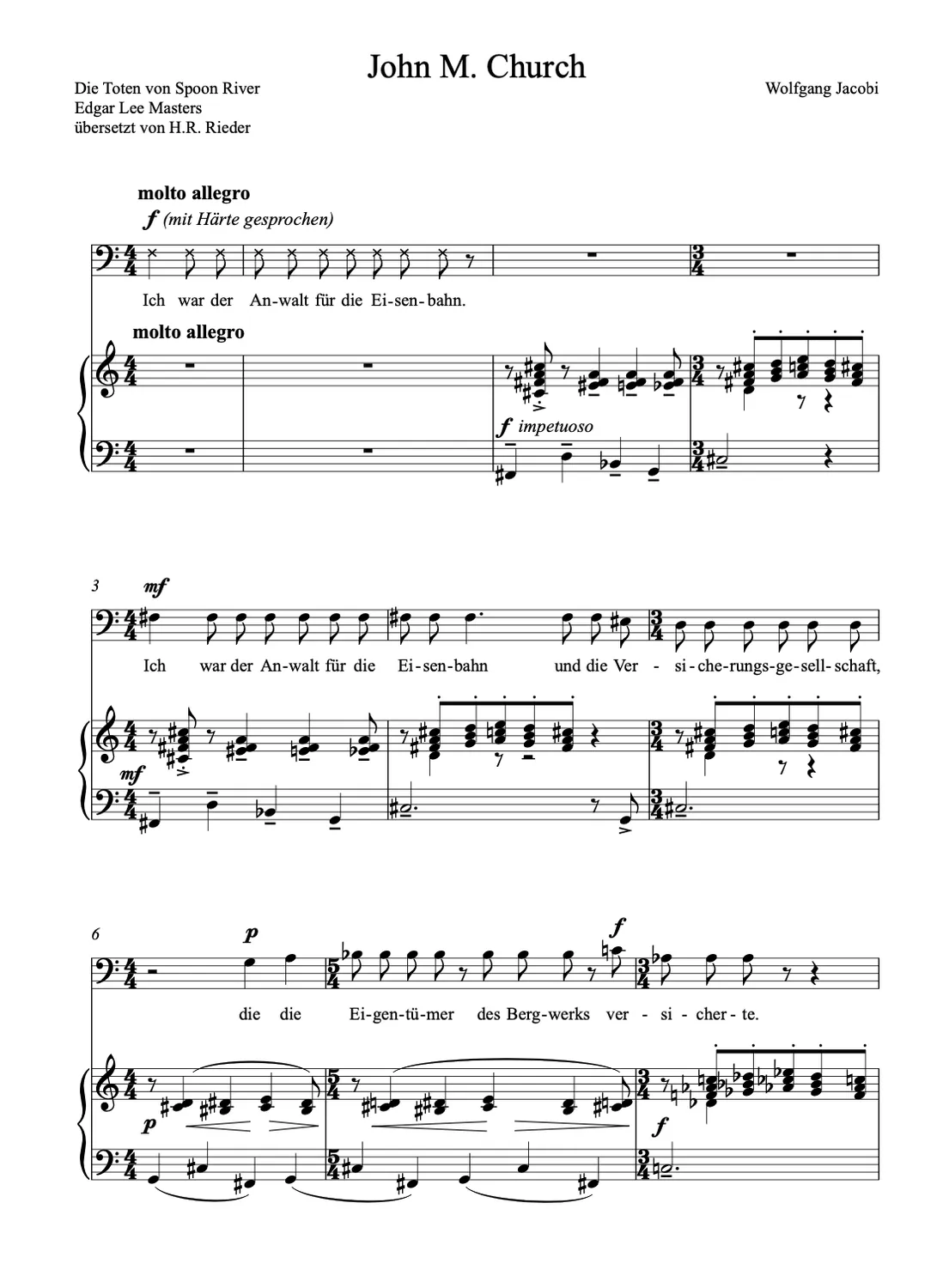 Are Musik Verlag Jacobi Toten von Spoon River Bariton Akkordeon