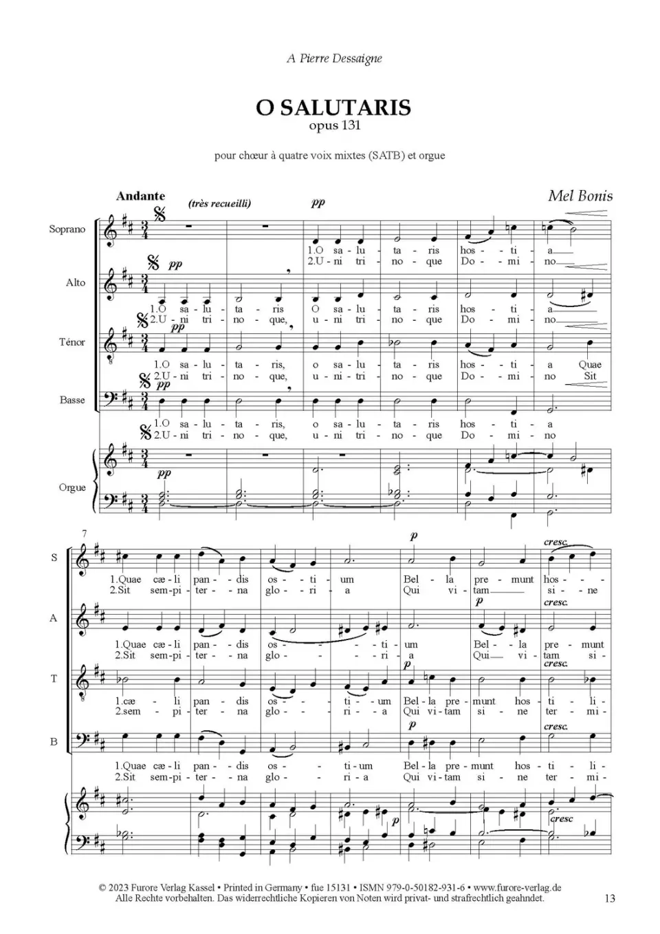 Furore Edition Motetten Vol 1 Chornnoten 4-stimmig