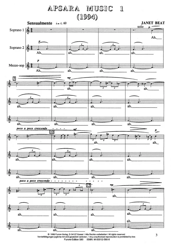 Furore Edition Apsara Music 1 Noten Frauenchor SSA