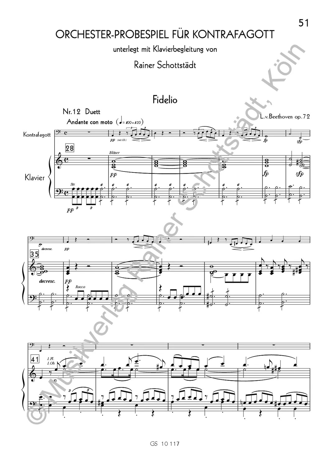 Musikverlag Rainer Schottstädt Orchesterstudien Band 2 Noten Fagott Klavier