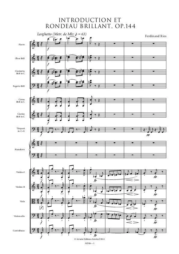 Artaria Introduction and Rondeau brillant Op. 144 Partitur