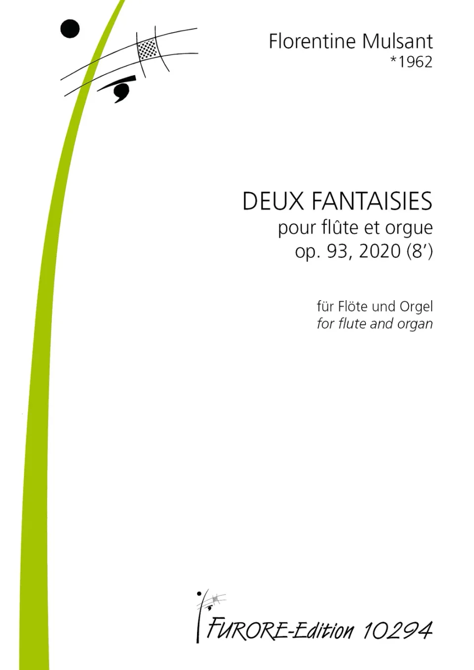 Furore Edition Deux Fantasies Flöte Orgel op. 93 Noten