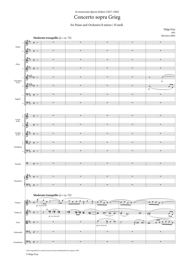 Artaria Evju Concerto sopra Grieg Klavier Noten