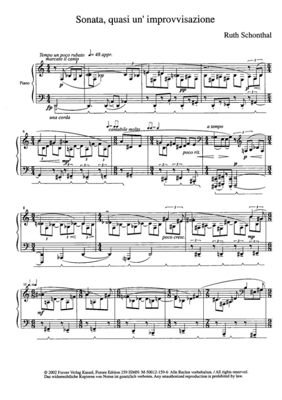 Furore Edition Sonata quasi un ‘Improvvisazione’ Klavierpartitur