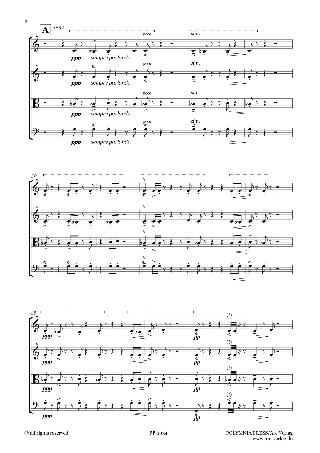 Are Musik Verlag Ritual 1 Streichquartett Noten 11 Min
