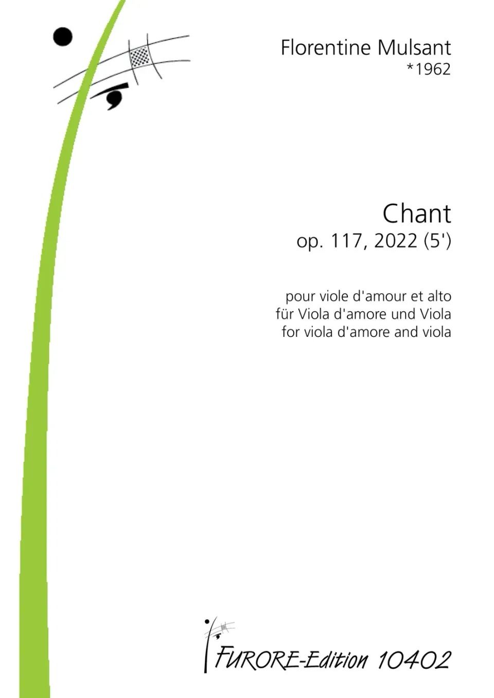 Furore Edition Chant op. 117, 2022 Noten für Viola d’amore und Viola