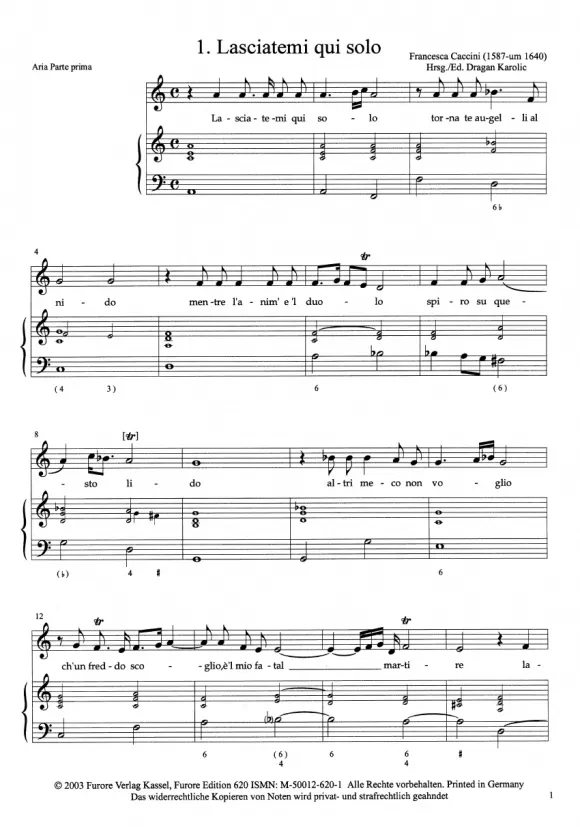 Furore Edition Il Primo Libro Gesangsnoten mittlere Stimme